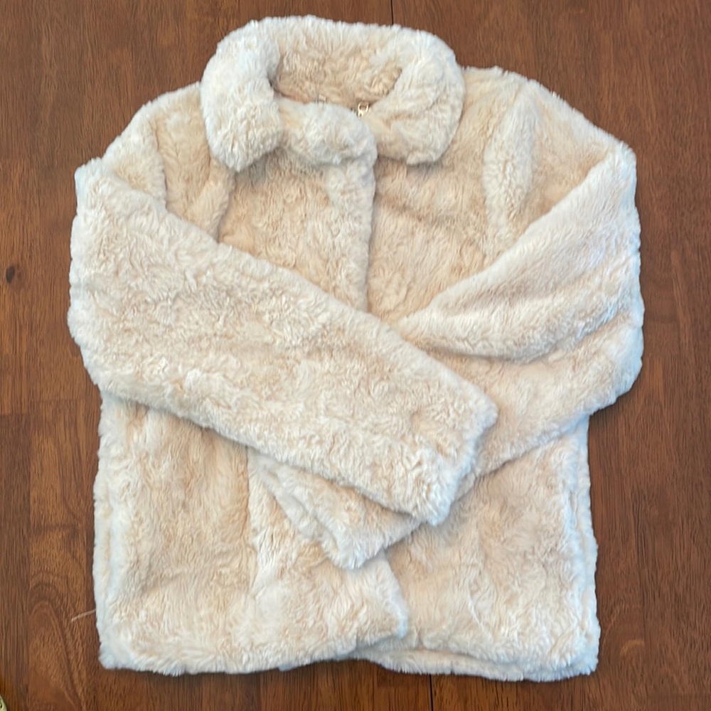 Jou Jou White/Cream Faux Fur Jacket Coat